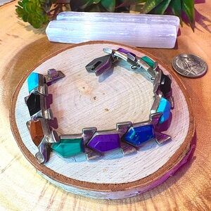 Vintage Mexico 925 Multi Genstone Bracelet ✨🩶